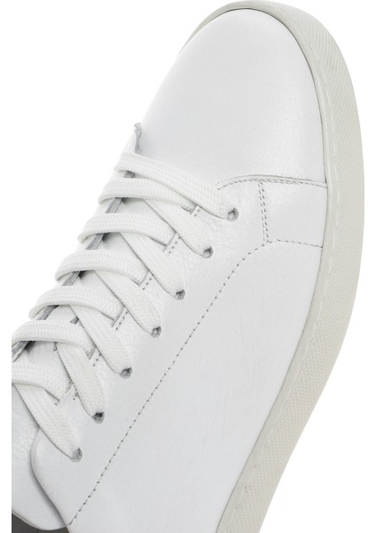 Erkek Beyaz Bağcıklı Deri Sneaker 25SFD640118