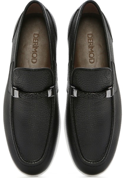 Erkek Siyah Deri Casual Loafer 25SFD6006FT