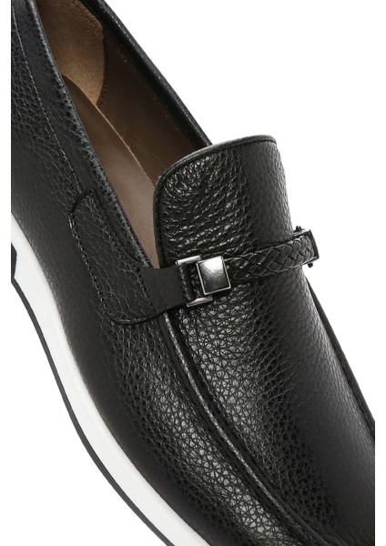 Erkek Siyah Deri Casual Loafer 25SFD6006FT