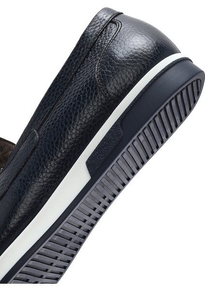 Erkek Lacivert Deri Casual Loafer 25SFD6006FT