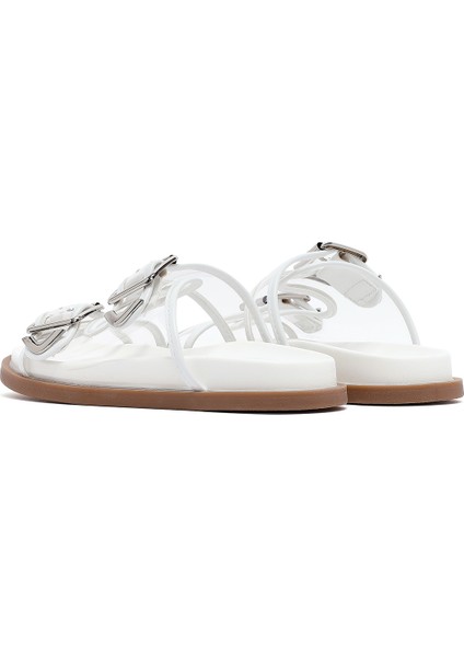 Kadın Beyaz Çift Tokalı Terlik 25SFE4511PV