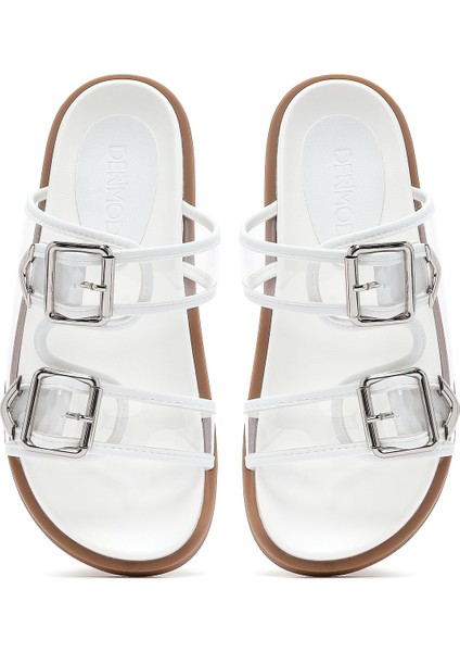 Kadın Beyaz Çift Tokalı Terlik 25SFE4511PV