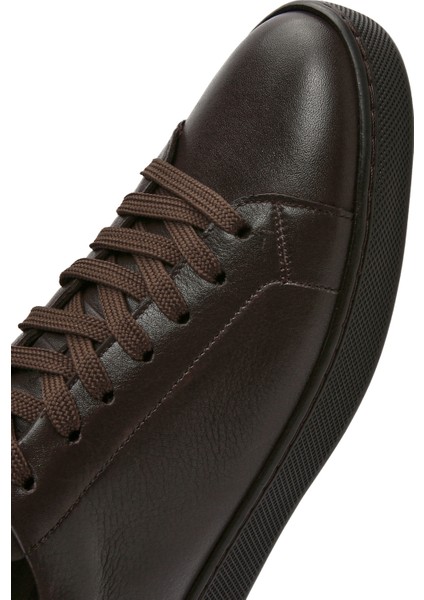 Erkek Kahverengi Bağcıklı Deri Sneaker 25SFD640118