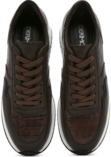 Erkek Siyah Bağcıklı Deri Sneaker 25SFD640014