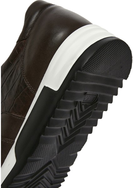 Erkek Siyah Bağcıklı Deri Sneaker 25SFD640014