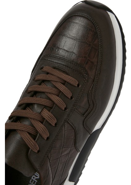 Erkek Siyah Bağcıklı Deri Sneaker 25SFD640014