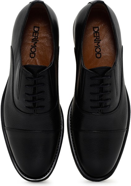 Erkek Siyah Bağcıklı Deri Klasik Ayakkabı 25SFD6206FT