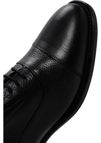 Erkek Siyah Bağcıklı Deri Klasik Ayakkabı 25SFD6206FT