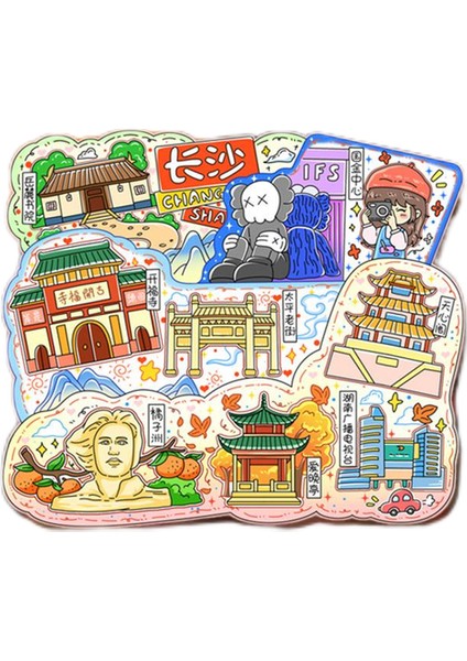 0216CHANGSHA, Çin Seyahat Hediyelik Buzdolabı Çıkartmaları (Yurt Dışından)