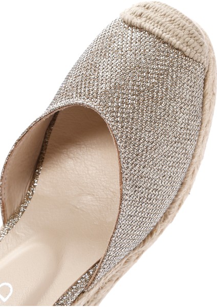 Kadın Bej Bilekten Bantlı Dolgu Topuklu Deri Espadril 25SFD151214