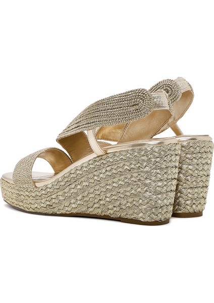 Kadın Altın Dolgu Topuklu Örgü Espadril Sandalet 25SFE4938M7