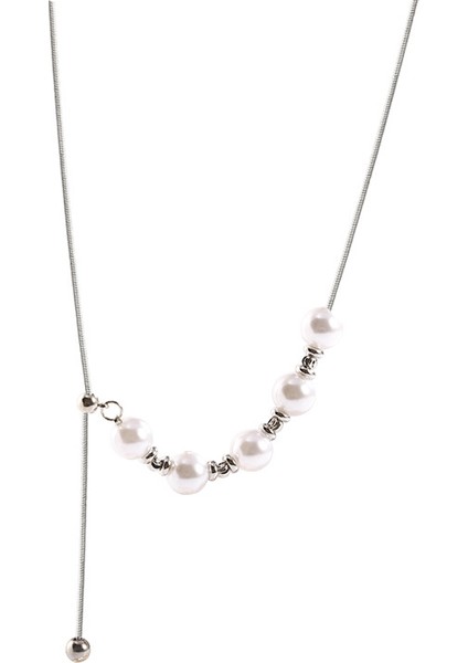 X1213 Gümüş Ayarlanabilir Inci Kolye (Yurt Dışından)