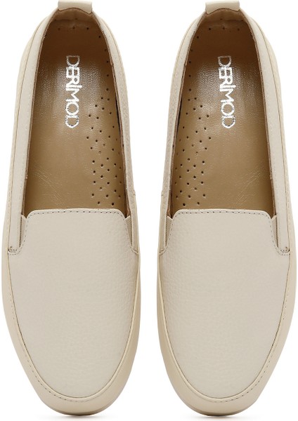 Kadın Krem Deri Comfort Loafer 25SFD1513FT