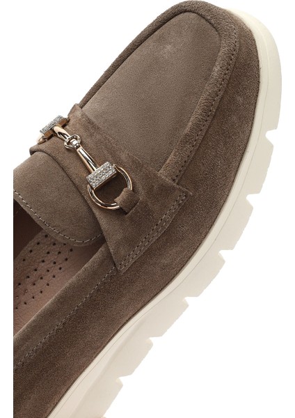 Kadın Vizon Dolgu Topuklu Süet Deri Comfort Loafer 25SFD151710