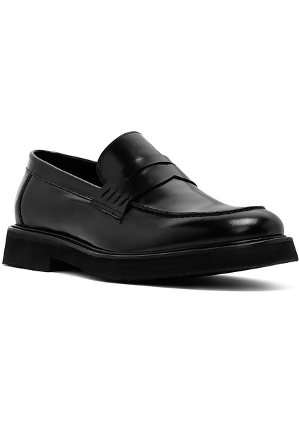 Erkek Siyah Deri Klasik Loafer 25SFD622122