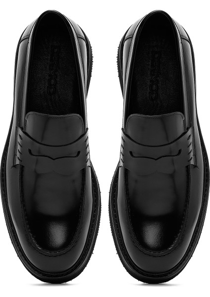 Erkek Siyah Deri Klasik Loafer 25SFD622122