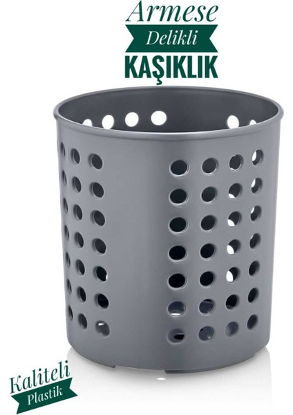 Gri Tezgah Üstü Kaşıklık Düzenleyici, 13X12 Cm, Şık ve Pratik Kullanım.