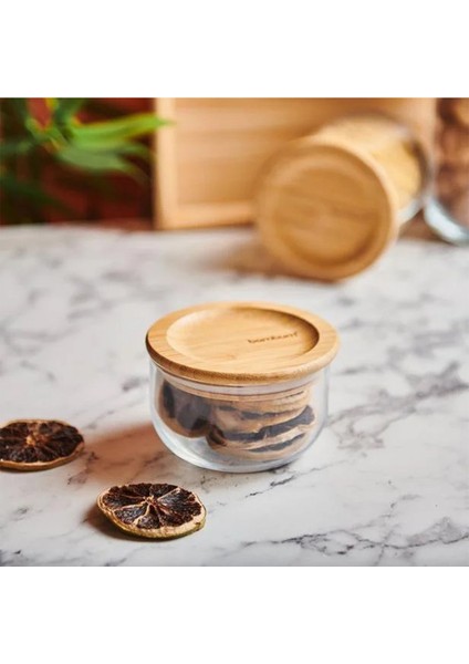 Duo 300 ml Hava Sızdırmaz El Yapımı Cam Saklama Kabı - Vakumlu Bambu Kapak ile fırsatları