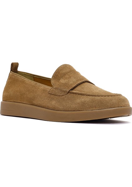 Kadın Taba Süet Deri Loafer 25SFD510010