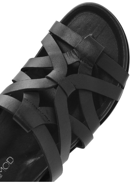 Kadın Siyah Deri Terlik 25SFD152218