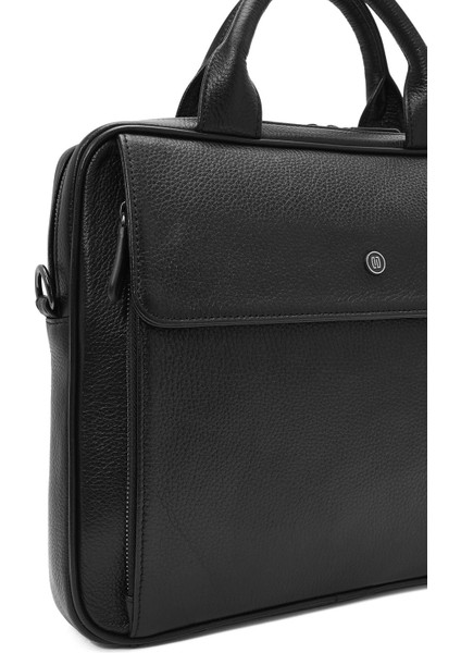 Erkek Siyah Uzun Askılı Deri Evrak Çantası 24WBD3405FT