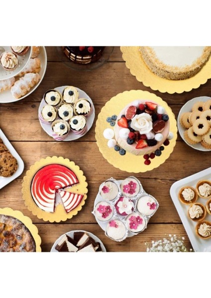 Altın Renkli 10 Adet 28 cm Karton Pasta Sunum Altlığı, Şık ve Dayanıklı Kullanım Için Ideal fırsatları