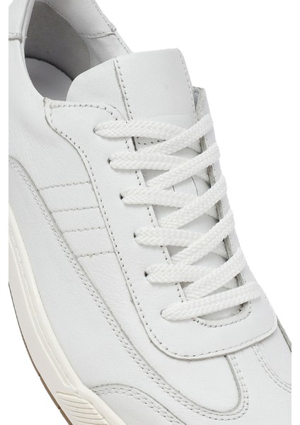 Erkek Beyaz Bağcıklı Deri Sneaker 25SFD688418