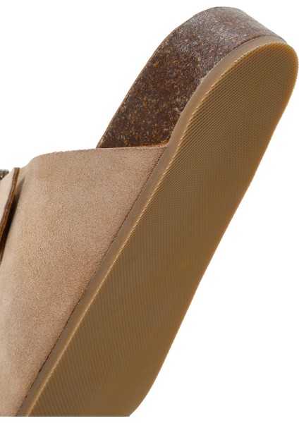 Kadın Pudra Taşlı Tokalı Süet Deri Terlik 25SFD150110