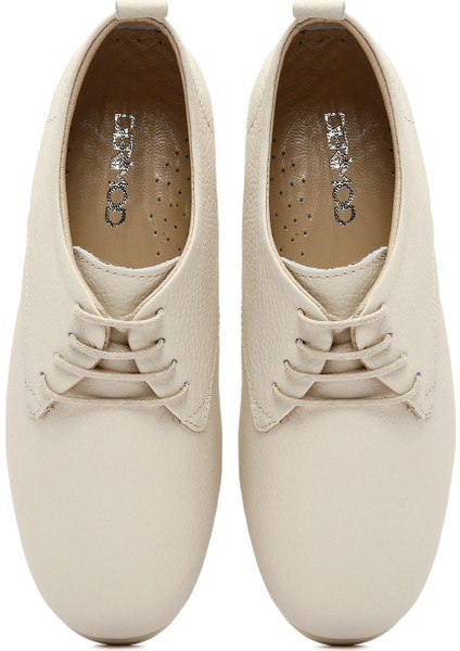 Kadın Bej Bağcıklı Deri Comfort Ayakkabı 25SFD1515FT