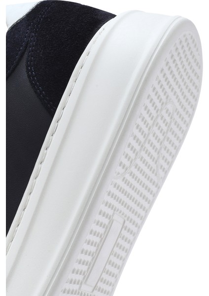 Erkek Lacivert Bağcıklı Deri Sneaker 25SFD613014