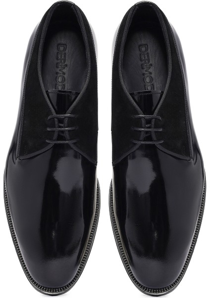 Erkek Siyah Bağcıklı Rugan Deri Klasik Ayakkabı 25SFD621716