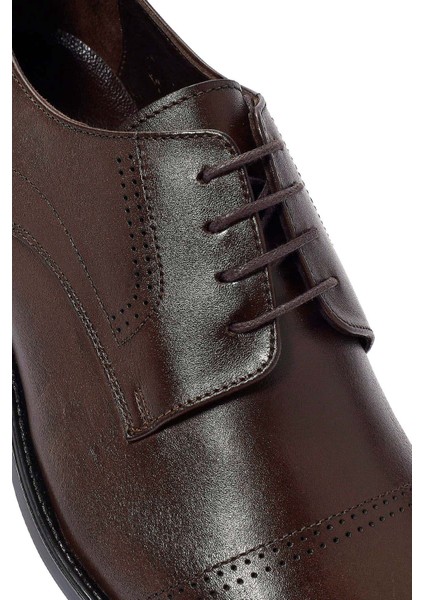 Erkek Kahverengi Bağcıklı Deri Klasik Ayakkabı 25SFD621218