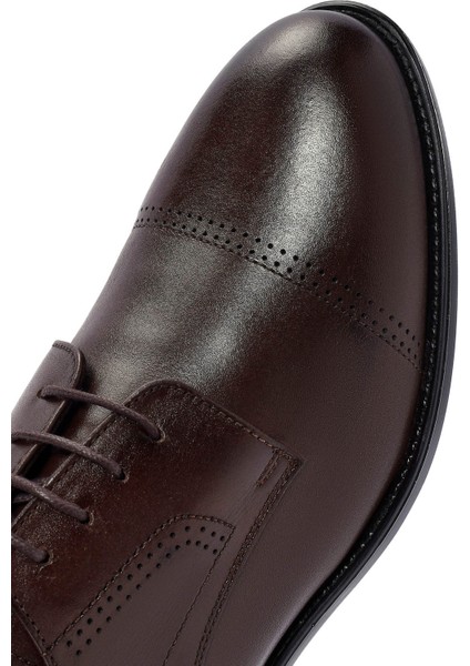 Erkek Kahverengi Bağcıklı Deri Klasik Ayakkabı 25SFD621218