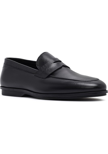 Erkek Siyah Deri Klasik Loafer 25SFD620918