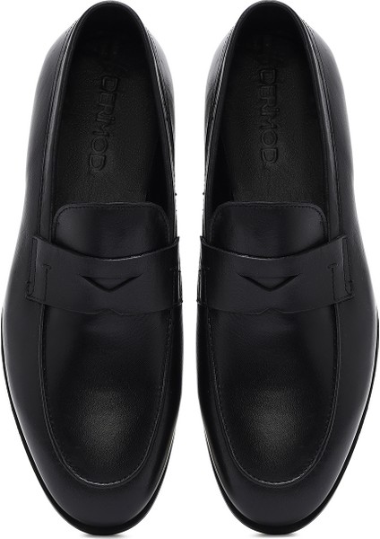 Erkek Siyah Deri Klasik Loafer 25SFD620918