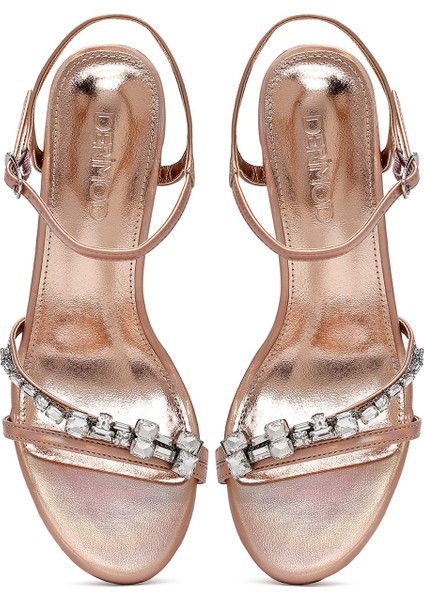 Kadın Pembe Bilekten Tokalı Taşlı Ince Topuklu Sandalet 25SFE482814