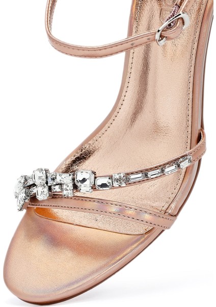 Kadın Pembe Bilekten Tokalı Taşlı Ince Topuklu Sandalet 25SFE482814