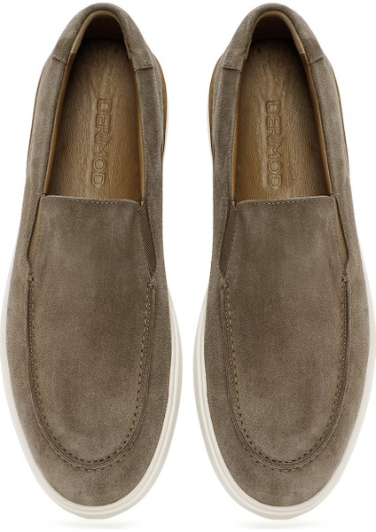 Erkek Bej Süet Deri Casual Loafer 25SFD612210