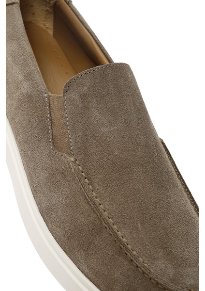 Erkek Bej Süet Deri Casual Loafer 25SFD612210