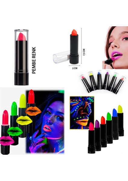 Karanlıkta Parlayan Neon Glow Ruj Uv Floresan Işık Duyarlı Ruj Pembe Renk 1 Adet Retro