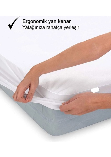 Sıvı Geçirmez Fitted Alez 160X200CM Beyaz