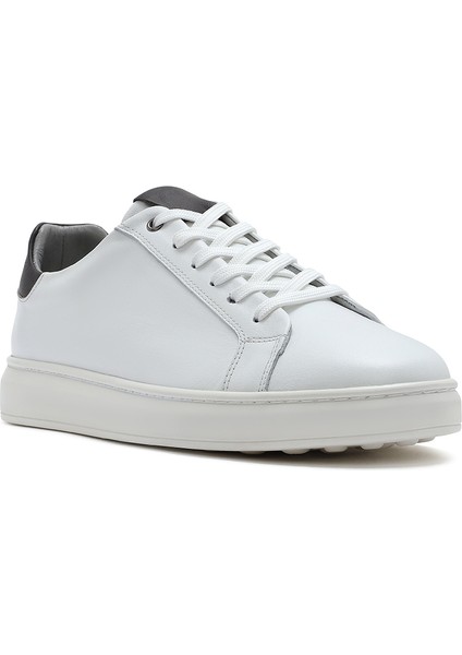 Erkek Beyaz Bağcıklı Deri Sneaker 25SFD674718