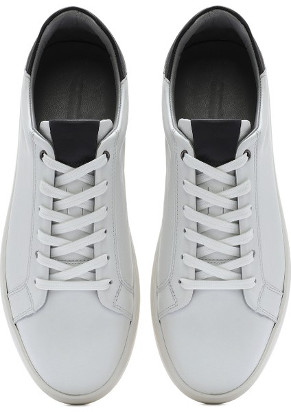 Erkek Beyaz Bağcıklı Deri Sneaker 25SFD674718