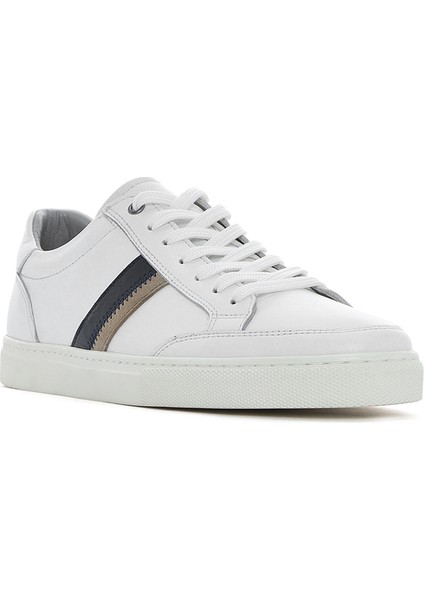 Erkek Beyaz Bağcıklı Deri Sneaker 25SFD674618