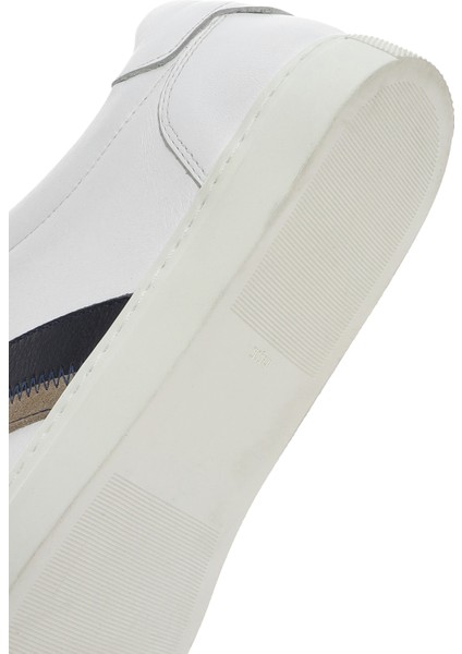 Erkek Beyaz Bağcıklı Deri Sneaker 25SFD674618