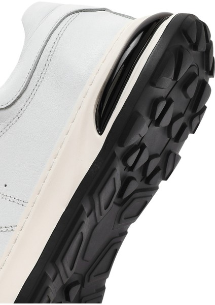 Erkek Beyaz Bağcıklı Kalın Tabanlı Deri Sneaker 25SFD675018