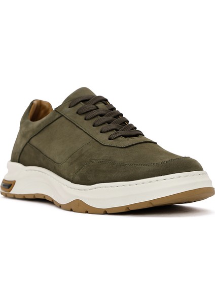 Erkek Haki Bağcıklı Nubuk Deri Sneaker 25SFD6119V3