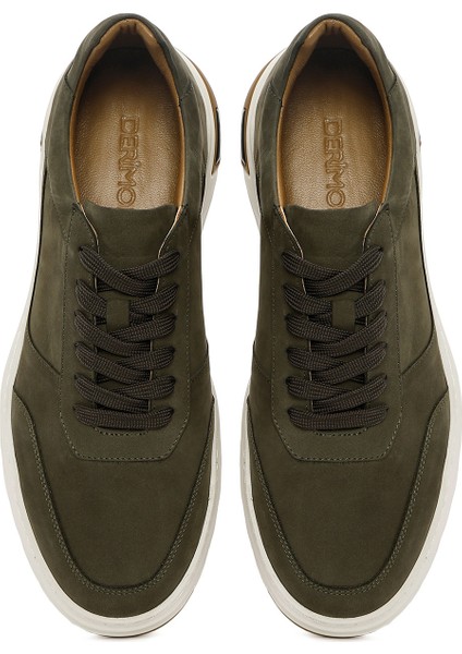 Erkek Haki Bağcıklı Nubuk Deri Sneaker 25SFD6119V3