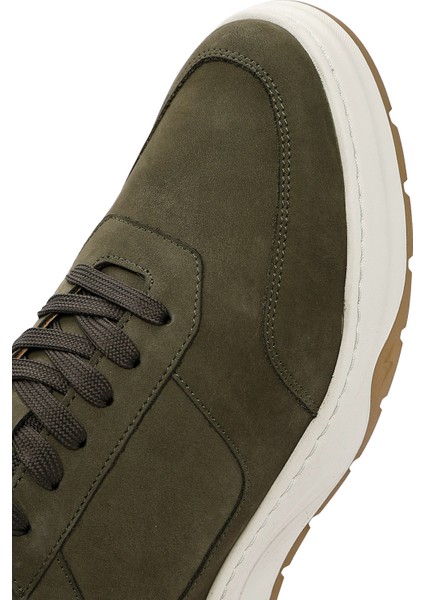 Erkek Haki Bağcıklı Nubuk Deri Sneaker 25SFD6119V3