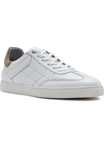 Erkek Beyaz Bağcıklı Deri Sneaker 25SFD674818